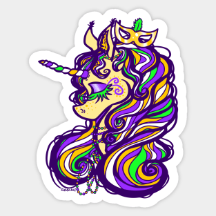 Mardi Gras Unicorn Sticker